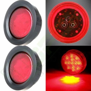 Set of 2 Rollback Truck 2.5" Round Trailer Clearance Side Marker Lamp Red 13LED - Picture 1 of 10