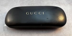 Gucci Sunglasses Eye Glasses Hard Shell Clamshell Case Brown W/Cleaning Cloth