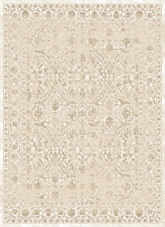 Ivory Circles Blossoms Scrolls Vines Bordered Runner 3564 - Aprx 2' 2" x 7' 7" - Image 1 of 1
