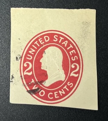 US STAMPED ENVELOPES GEORGE WASHINGTON DIE 2C CUT SQUARE - Image 1 of 2