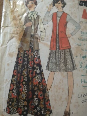 VINTAGE 1970 STYLE 4858 panelled maxi short skirt long waistcoat SEWING PATTERN - Image 1 of 4