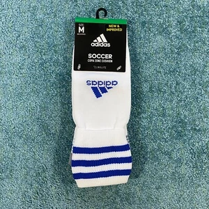 Adidas Soccer Socks Mens Medium M 5-8.5 Copa Zone Cushion Climalite White Blue - Picture 1 of 10