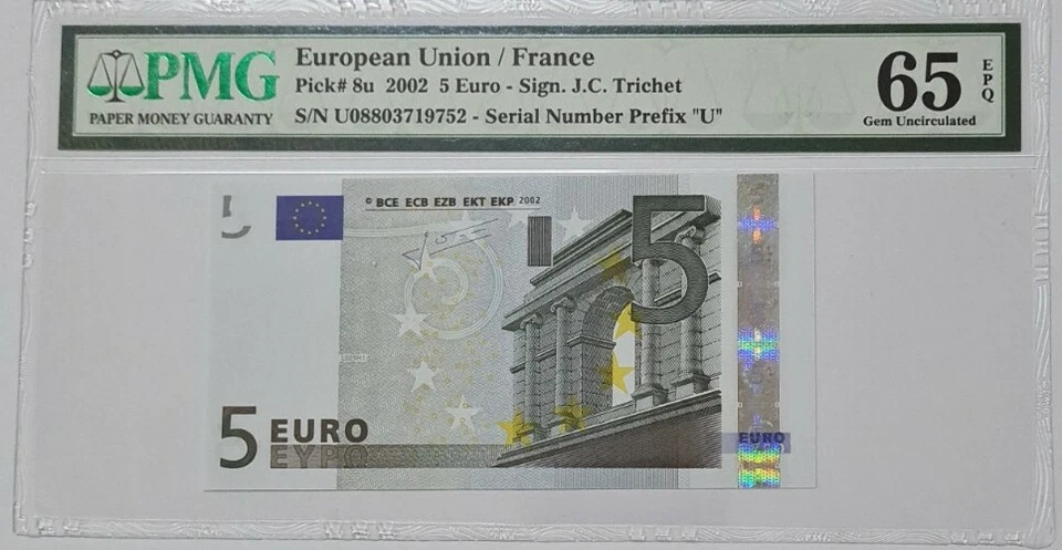 2002 European Union/France 5 Euro PMG65 EPQ GEM UNC {P-8u} Prefix "U" - Image 1 of 3