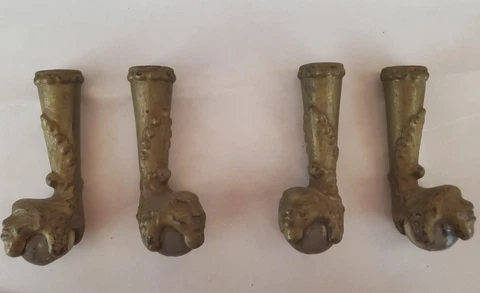 ANTIQUE 4 CAST IRON OLD MAN NORTH WIND FACE GLASS BALL CLAW FOOT FEET Cover