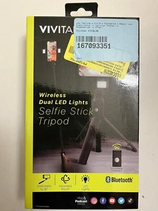 Vivitar Selfie Stick Tripod W/ LED 9 Setting Lights and Wireless Remote Control - Picture 1 of 4