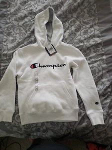 Girls Champion White Hoodie Sweatshirt Size Small - Picture 1 of 4