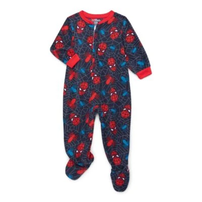 Spider-man Toddler Boy's Superhero Spidey Black Fleece Footed Pajama Sleeper - Image 1 of 2