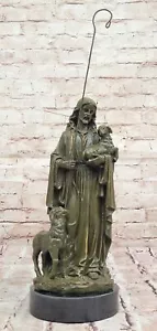 Jesus hält ein Lamm heiß gegossen Bronze Figur Statue Haus Kirche Dekoration Verkauf - Bild 1 von 10