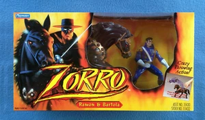 FIGURAS RARAS ZORRO RAMON & HIS HORSE BARTOLA 6" CRAZY LANZANDO ACCIÓN PLAYMATES - Imagen 1 de 2