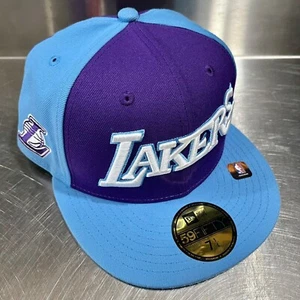 Los Angeles Lakers Script City Edition New Era 59FIFTY NBA Fitted Cap Hat 7 1/4 - Picture 1 of 7