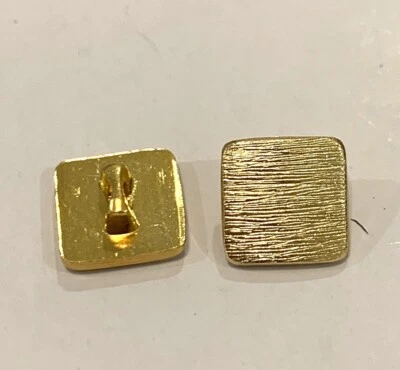 6 X Gold Brushed Metal Square Shank Buttons Vintage 10mm lined Retro Mod - Image 1 of 4