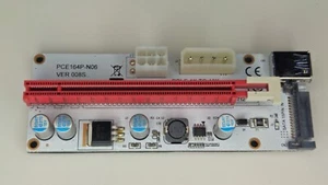PCI-E 1x vers 16 x Powered USB Riser Carte Mining Kit 60 cm Molex Blanc - Photo 1/4