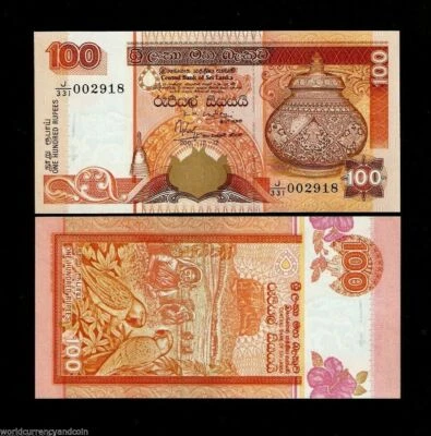 SRI LANKA 100 RUPEE P-118 2001 x 10 Pcs NOTE CEYLON PARROT UNC ANIMAL WILD FAUNA - Image 1 of 2