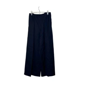 Eskandar Size 1 / US 10 Virgin Wool Silk Wide Leg Pants Trousers Blue Pleated - Picture 1 of 8