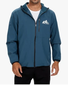 Conurbation Men's Waterproof Rain Jacket Windbreaker with Hood - X-Large - Blue - Picture 1 of 10
