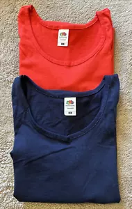 Pack 2 x Chaleco Tops Fruit of the Loom Algodón Sin Mangas Rojo y Azul en Mediano NUEVO - Imagen 1 de 9