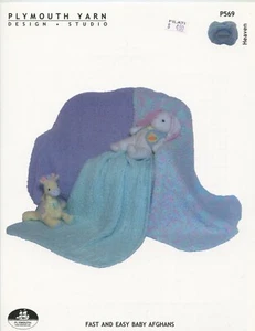 Plymouth Knitting Pattern P569 Fast & Easy Baby Afghans - Picture 1 of 2