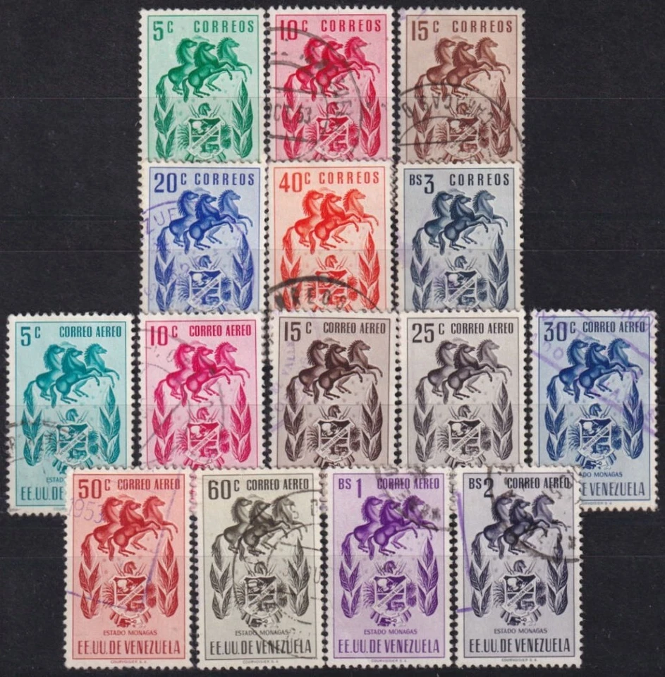 F-EX55820 VENEZUELA 1953 ESCUDO DE ARMAS MONAGAS SIN CABALLO COMPLETO. Foto 1 de 1