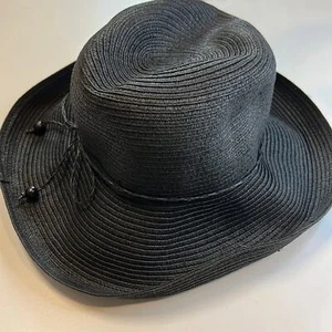 August Hat Company schwarzer "Classic Kettle" Stroh-Sonnenhut, geflochtenes Band, neu mit Etikett! - Bild 1 von 5