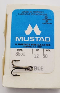 Mustad 3551-BR Bronze Treble Hook (size: 12, qty: 50 pcs) Norway Stock - Picture 1 of 3