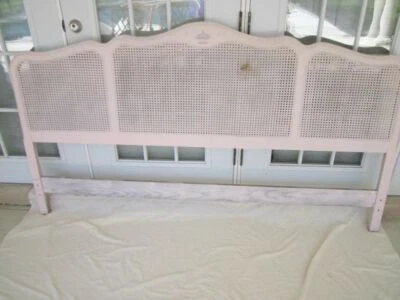 French Provincial Light Pink King Headboard Wood Only Cane Needs Repairs - Image 1 of 4
