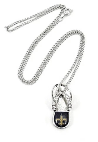 NFL Football Team Logo Womens Ladies Crystal Flip Flop Necklace NO Saints Cover