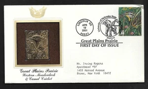 US 2001 Great Plains Prairie Badger First Day Cover Issue Gold Stamp - Picture 1 of 1