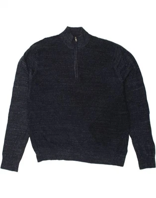 MICHAEL KORS Mens Zip Neck Jumper Sweater XL Navy Blue Cotton BE51 - Image 1 of 3
