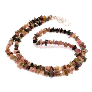 925 Sterling Silver Multi Tourmaline Gemstone Mother Beaded Anniversary Necklace - Picture 1 of 6