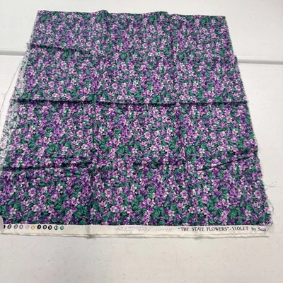 the state flowers fabrics quilting cotton purple violets  43x20 - Image 1 of 4