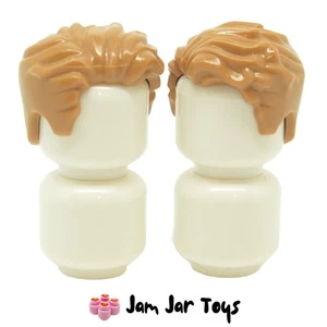LEGO Minifigure Hair 2x NEW Medium Dark Flesh Tousled Swept Left Wig H95 - Picture 1 of 4
