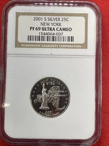 2001 S 25c New York State Quarter - NGC PF69 Ultra Cameo - Picture 1 of 2