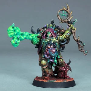painted malignant plaguecaster death guard miniature chaos sorcerer nurgle osl - Picture 1 of 8