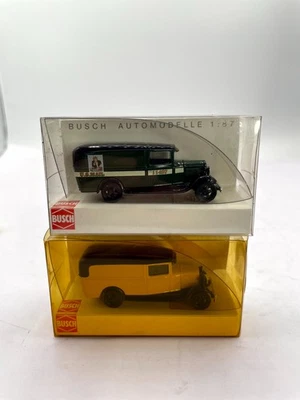Busch Automodelle Ford AA Mail Version Green & Yellow Diecast Truck 1:87 Set 2 - Image 1 of 4