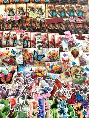 #775 - MARIPOSA FLORAL - 15 PIEZAS - ÁLBUM DE RECORTES DIARIO BASURA SUMINISTROS/KIT/LOTE Foto 1 de 4