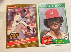 Steve Carlton Lot (2) Cards - 1981 Topps #630 & 1986 Leaf #35 - Phillies HOF EX - Picture 1 of 2