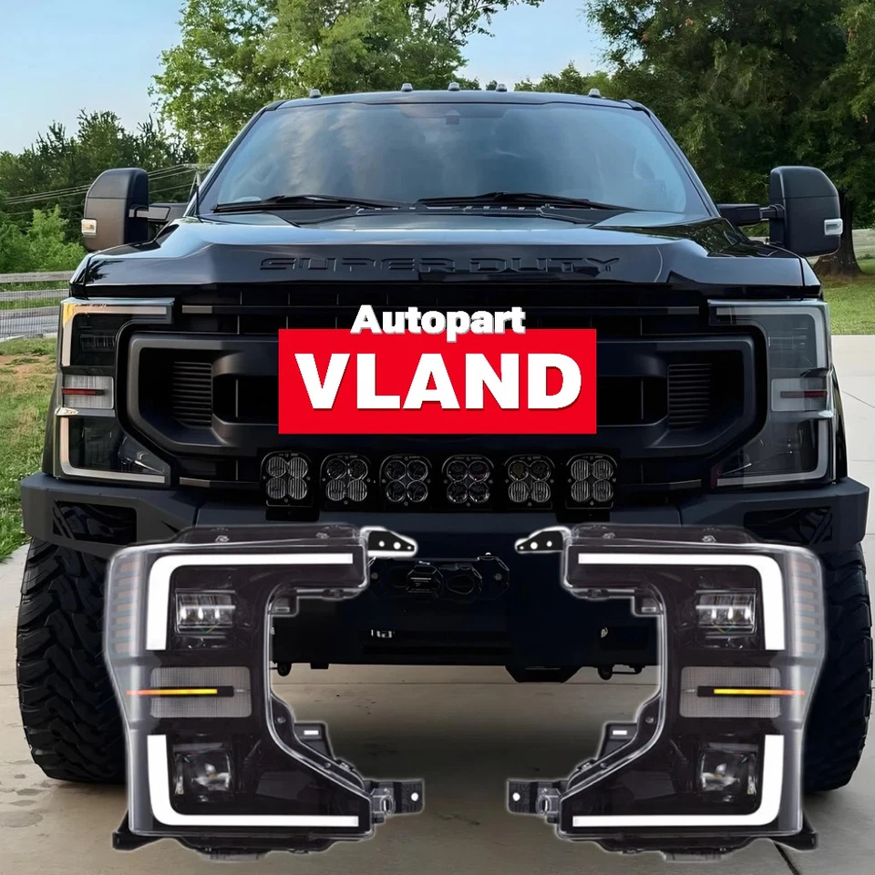 Faróis VLAND Full LED para 2020-2022 Ford F250 350 450 F550 Super Duty dianteiro - Imagem 1 de 4