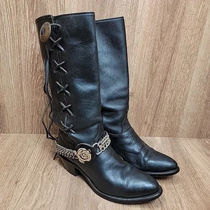 Harley Davison Biltrite Gr. 8 Damenstiefel selten Vintage seitliche Spitze mit Concho Cowboy  - Bild 1 von 17
