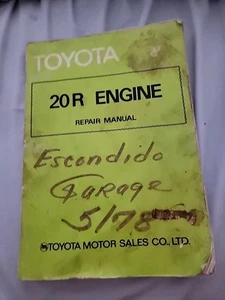 Toyota 20R Engine Repair Manual - No. 98116 Celica Corona Pickup 1976-1977 Model - Picture 1 of 9