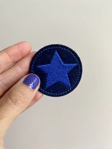 Stern Jungen 5 cm blau diy vintage retro  Aufnäher patch sheriff aufbügeln rund - Bild 1 von 3