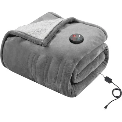 Electric Heated Blanket Throw 10 Heating Levels Safety Auto Shut Off Remote New - Image 1 of 4