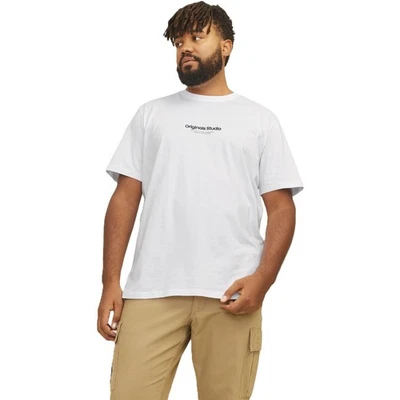 Camiseta Jack & Jones Para Hombres Vesterbro Cuello Redondo Grande y Alto Manga Corta - Blanca - Foto 1 de 4
