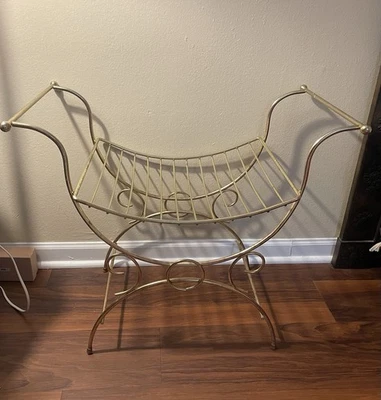 Marco de banco de tocador de metal dorado vintage - Hollywood Regency Mid Century moderno Foto 1 de 4