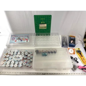 Sewing Notions Lot Thread Pins Rotary Cutter Crafting Cases Tools Mat - Picture 1 of 10