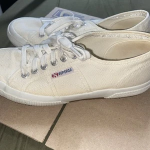 Superga Cotu White Classic Sneaker Women's Size 8-9 39 EUC FAST FREE SHIPPING - Picture 1 of 7