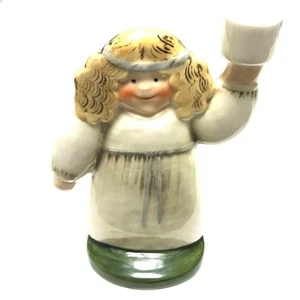 LISA LARSON Angel Candle Holder Goebel Porcelain Stand Christmas Decor 13.5cm - Picture 1 of 9