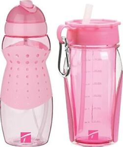 Hydration Water Bottle Set 19 oz & 14 oz Insulated Pink Breast Cancer Set