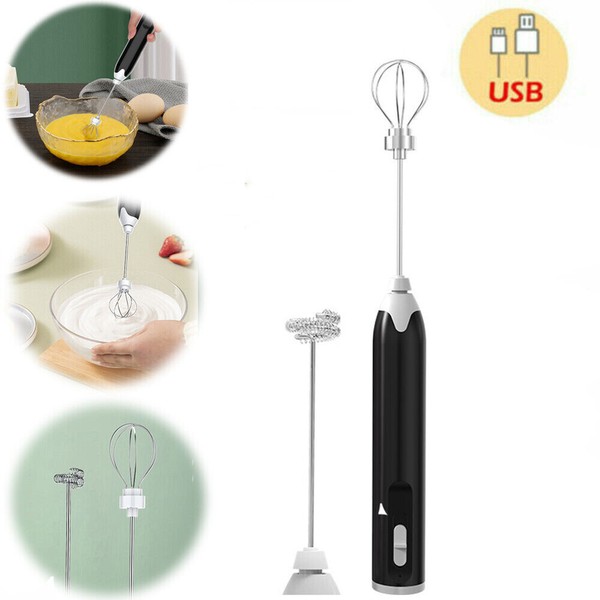 Dual Head Electric Egg Beater Milk Frother USB Charging Mixer For Coffee Drink Photo Related