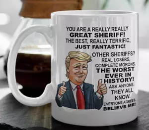 Donald Trump Great Sheriff coffee mug gift, Policeman officer coworker funny cup - Picture 1 of 7