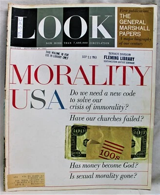 LOOK MAGAZINE 24 SEPTEMBER 1963 VINTAGE NEWS GENERAL INTEREST - MORALITY USA - Image 1 of 4